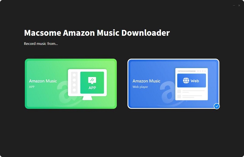 startup page of Macsome Amazon Music Downloader