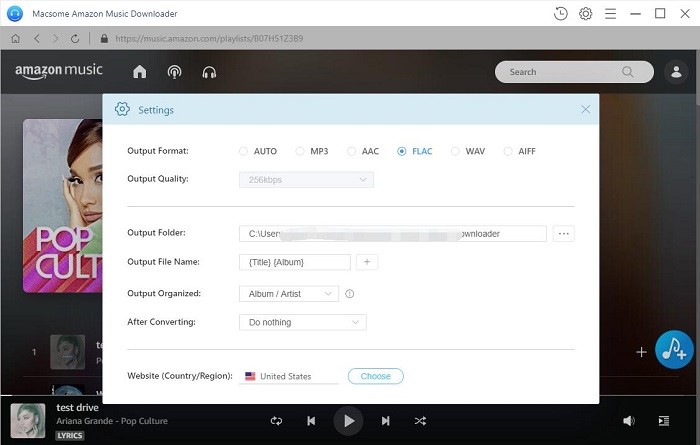 Set FLAC as output format