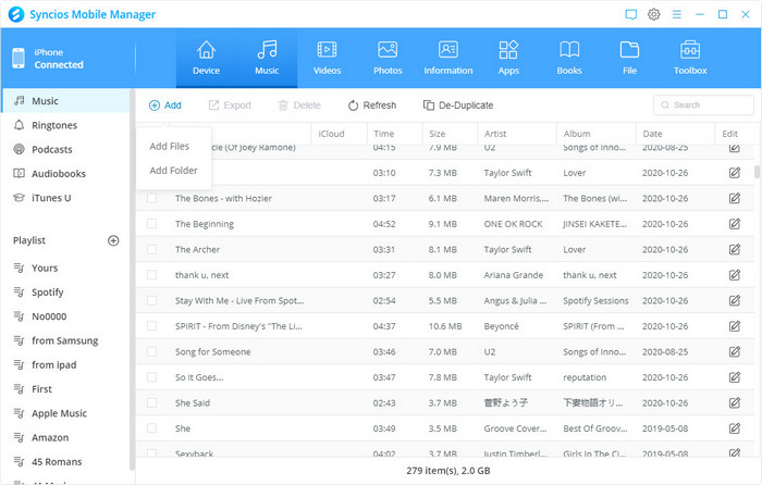 sync Deezer music to iPod with Syncios