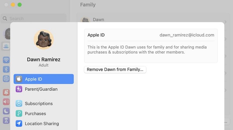 Remove a family member from your Family Sharing