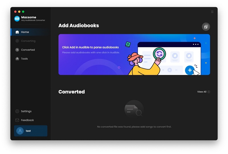 the interface of this audio book converter