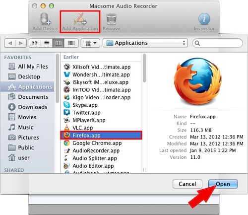 Add Firefox App to record