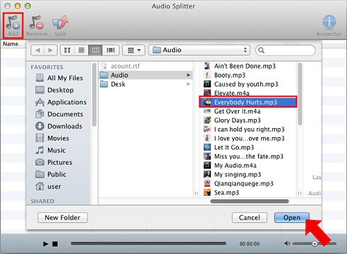 Add MP3 files to split