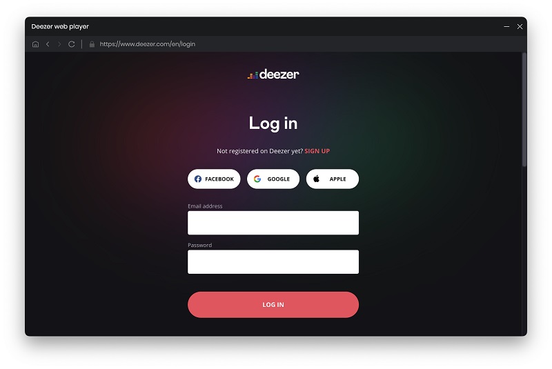 log into Deezer web player