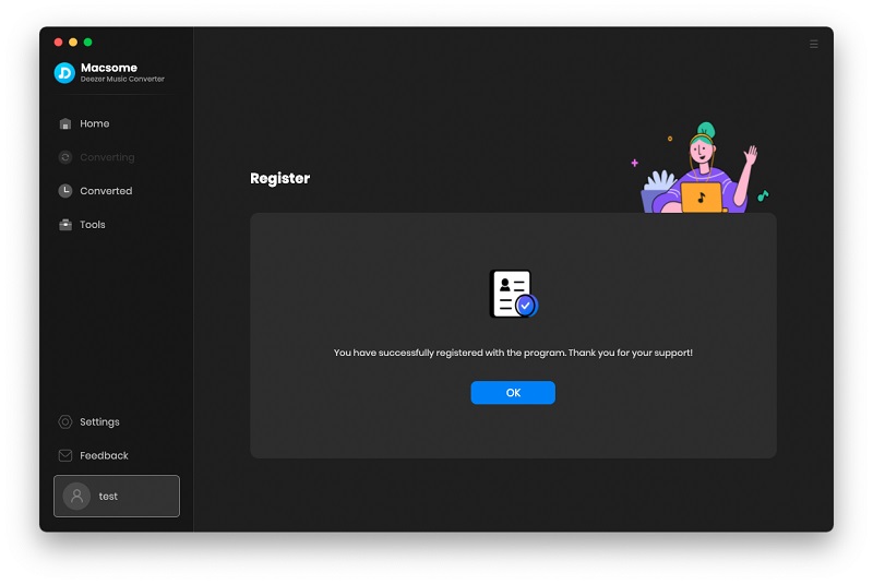 Register Deezer Music Converter mac successfully