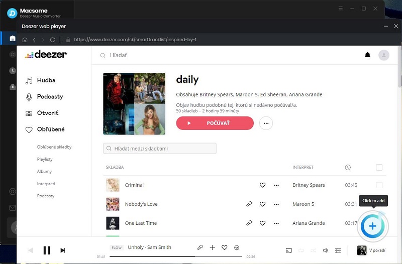 Add Deezer Playlits to Macsome