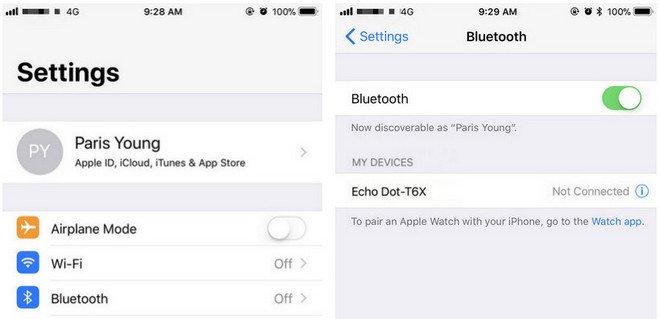 Open Bluetooth on iPhone
