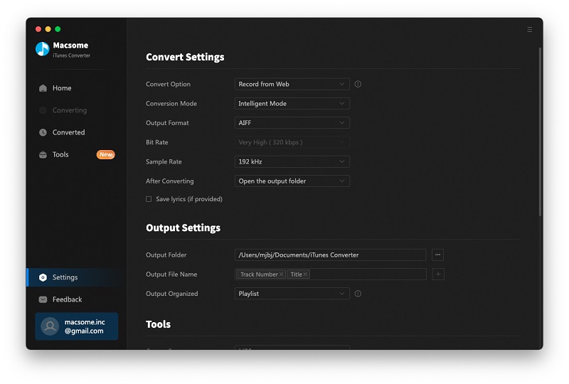 set aiff as output format