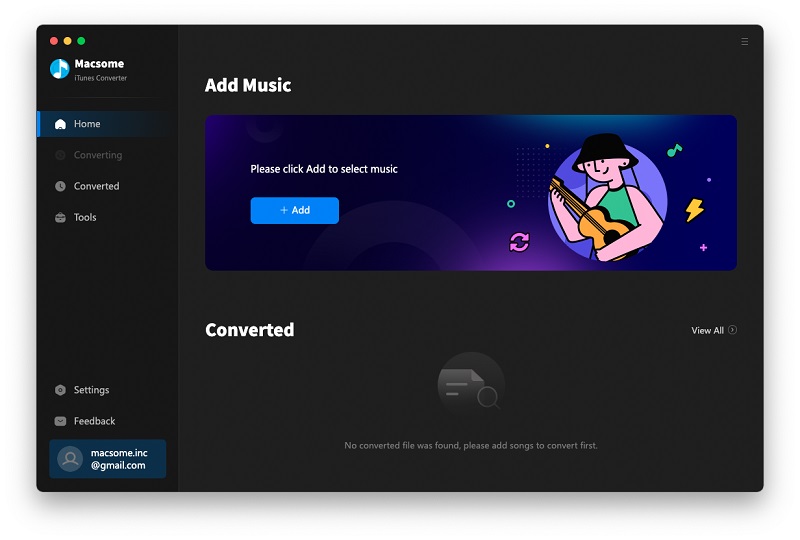 User interface of iTunes Music Converter for Mac