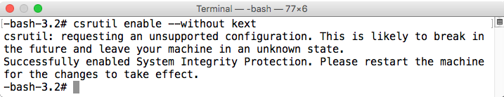 csrutil enable --without kext