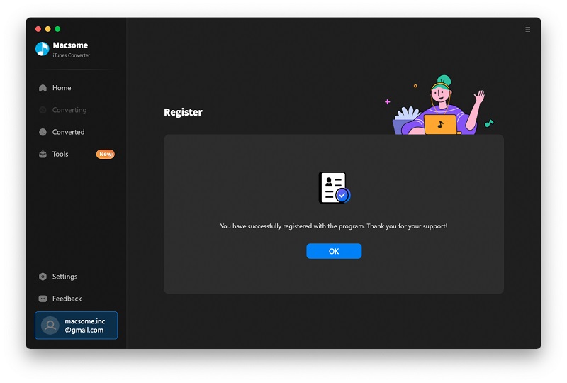 Register iTunes Converter for Mac successfully