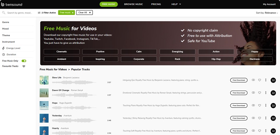 Bensound Free Music Downloader