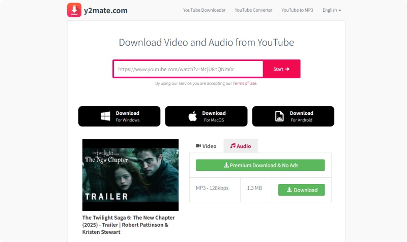 Extract MP3 from YouTube videos with Y2Mate