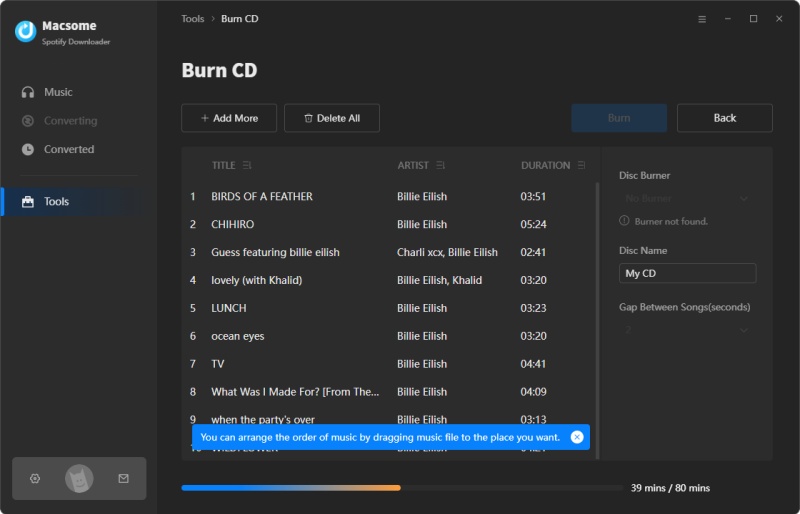 noteburner spotify music converter burn on cd