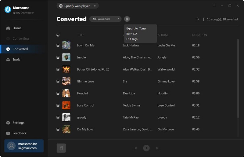 find the converted spotify music