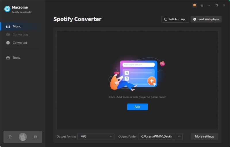 startup page of Spotify Downloader