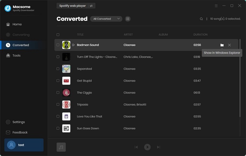  locate the converted Spotify music