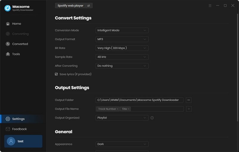 set MP3 output format