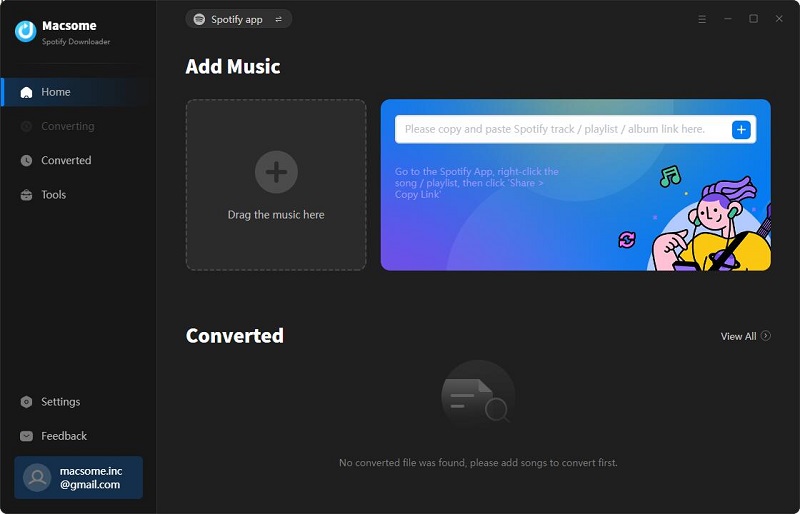 Interface of Spotify App Download mode