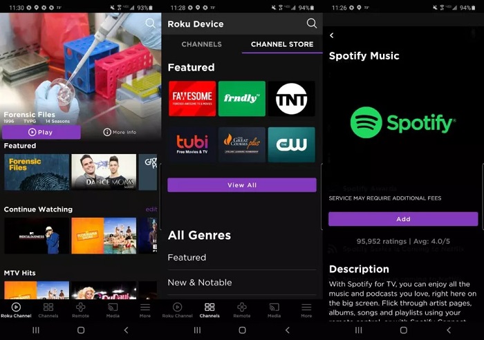 Add Spotify to Roku from the Mobile App