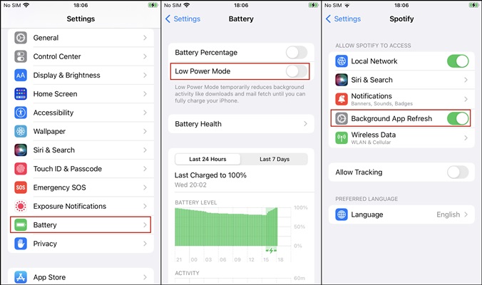 Disable Battery Optimization iPhone