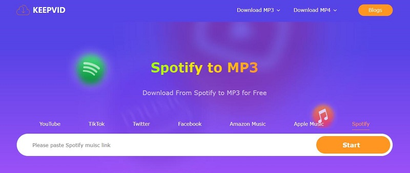 keepvid online Spotify Downloader