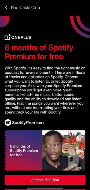 sign up for a free 6-month subscription to Spotify Premium