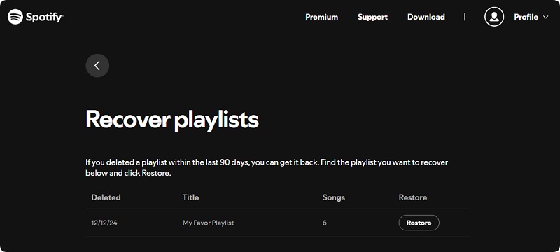 Recover Spotify deleted playlists