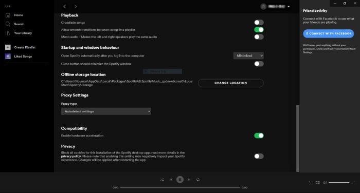 spotify offline on pc