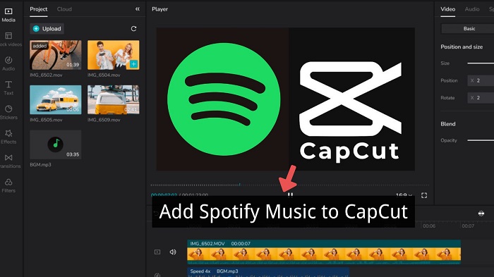 Add Spotify music to CapCut