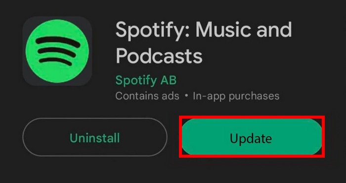 update the Spotify app on the Android