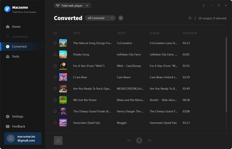 find the converted tidal music