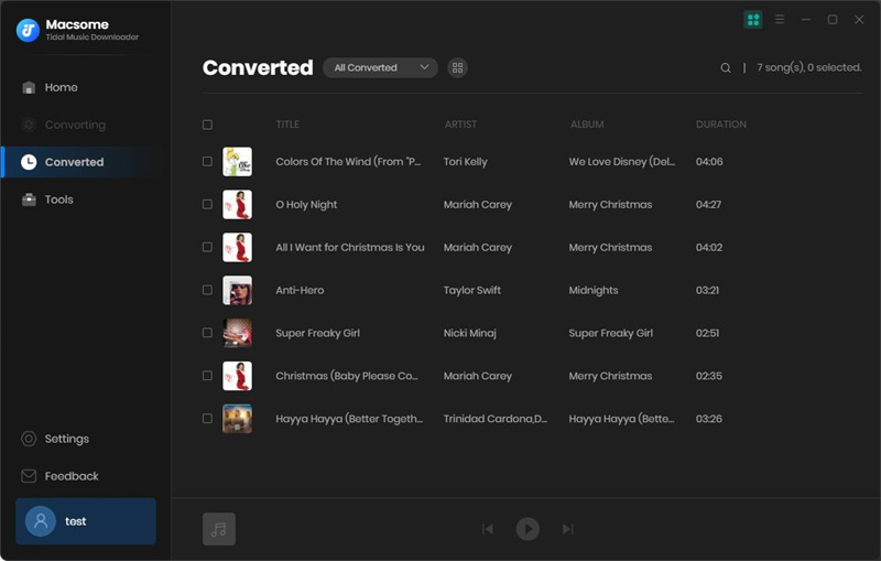 tidal songs to music library