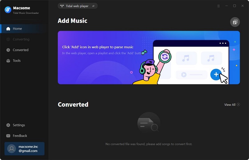 Interface of macsome tidal music Downloader