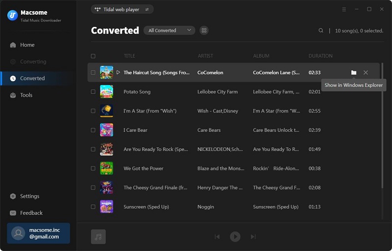 find the converted tidal music