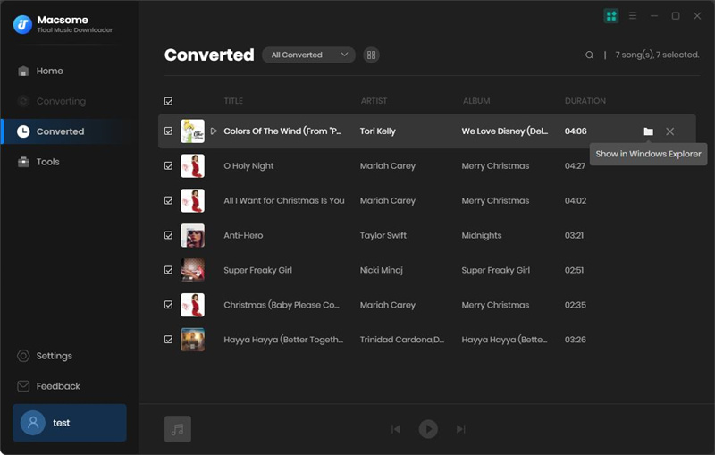 find the converted tidal music