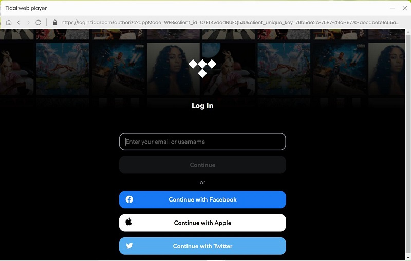 sign in to Tidal web player