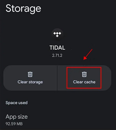 Clear the Tidal cache on Android