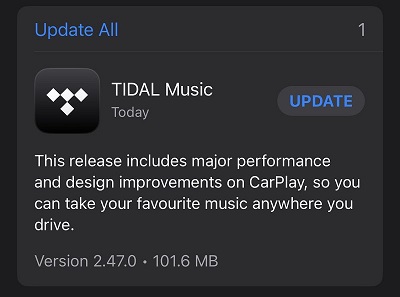Check the Tidal app is updated