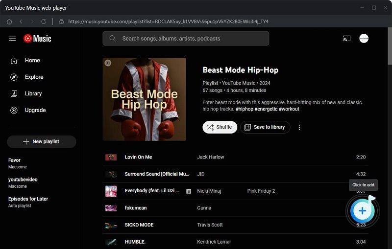 Add YouTube music from other playlists