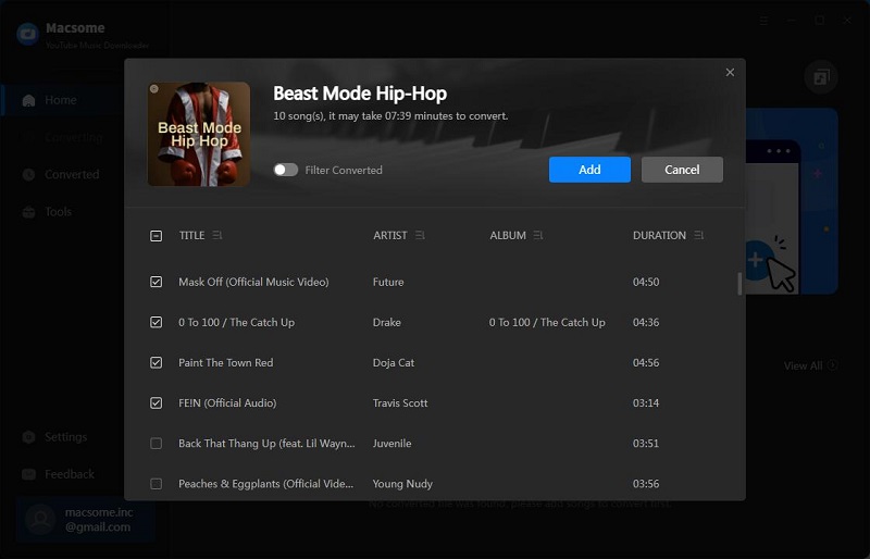 Add YouTube music to Macsome