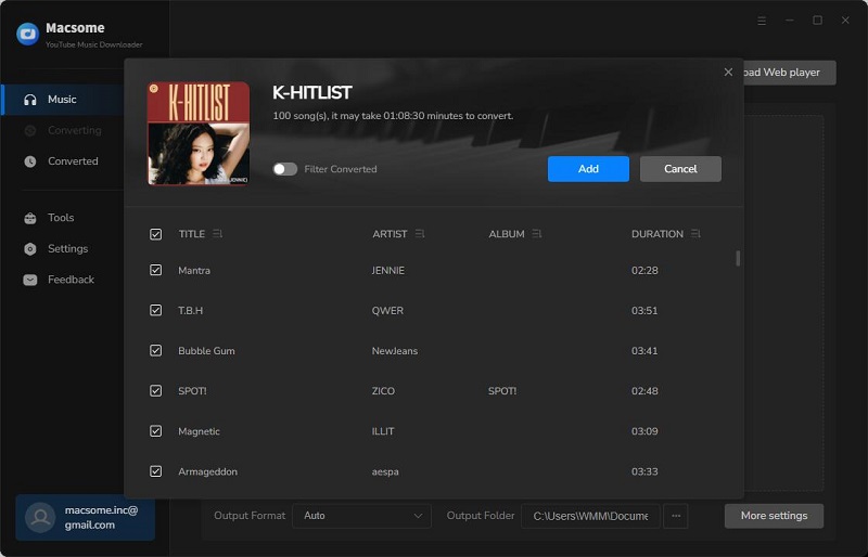 Add YouTube Music from other playlists