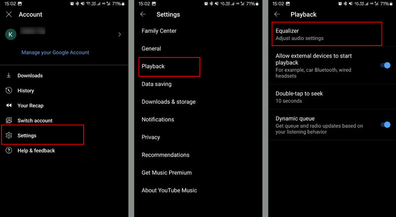 Change YouTube Music Equalizer on Android