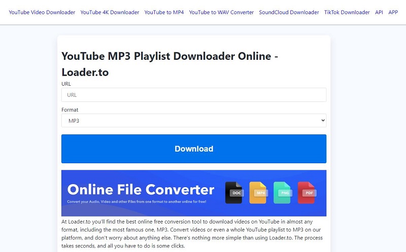 Loader YouTube Playlist to MP3 Converter