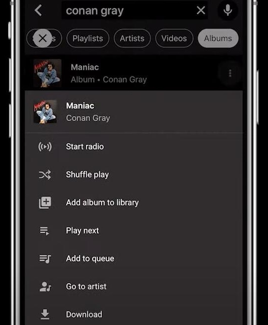 Select songs to download on YouTube Music iOS