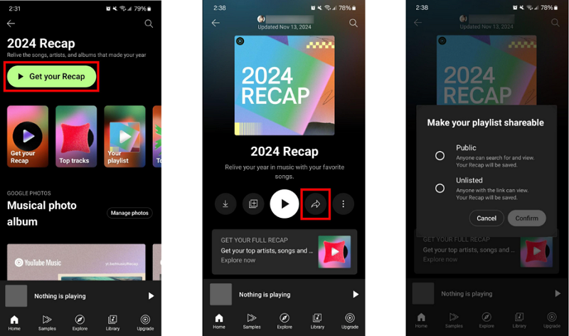 Share YouTube Music Recap playlists