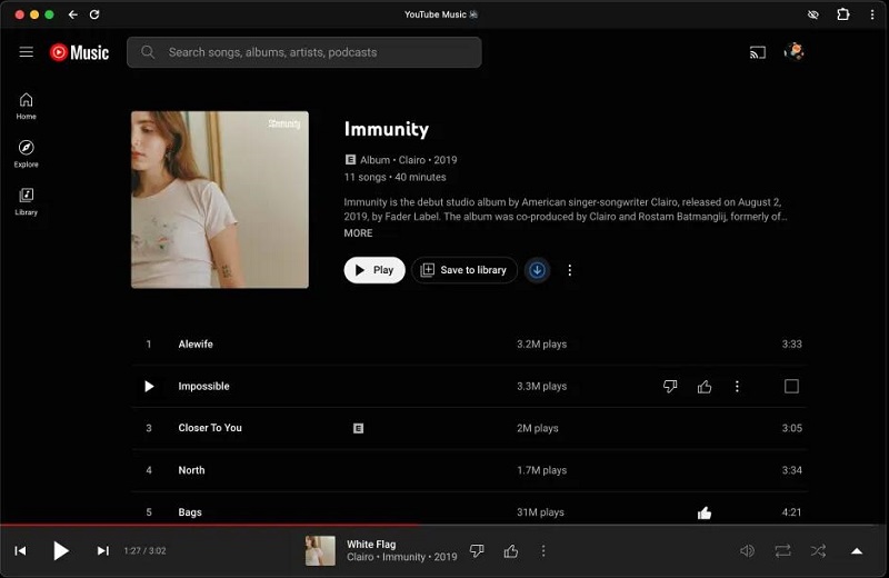 Download Tracks On YouTube Music Web App